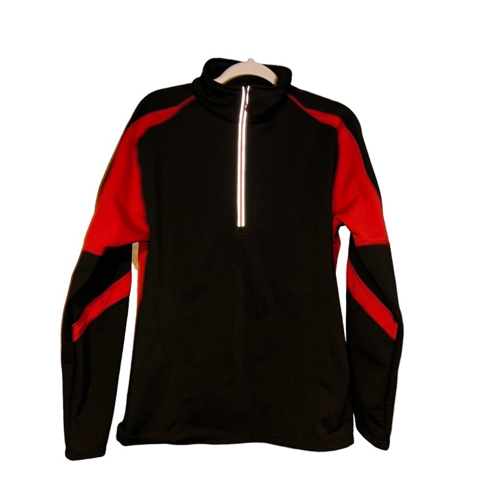 Men obermeyer black/red fleece pullover size Medium M jacket top ski